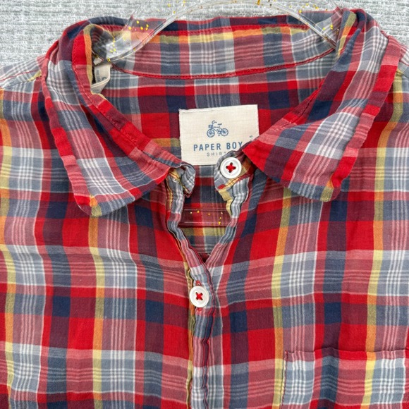Paper Boy Shirts Womens Red Plaid Long‎ Sleeve Button Up Shirt Size S - Picture 3 of 13